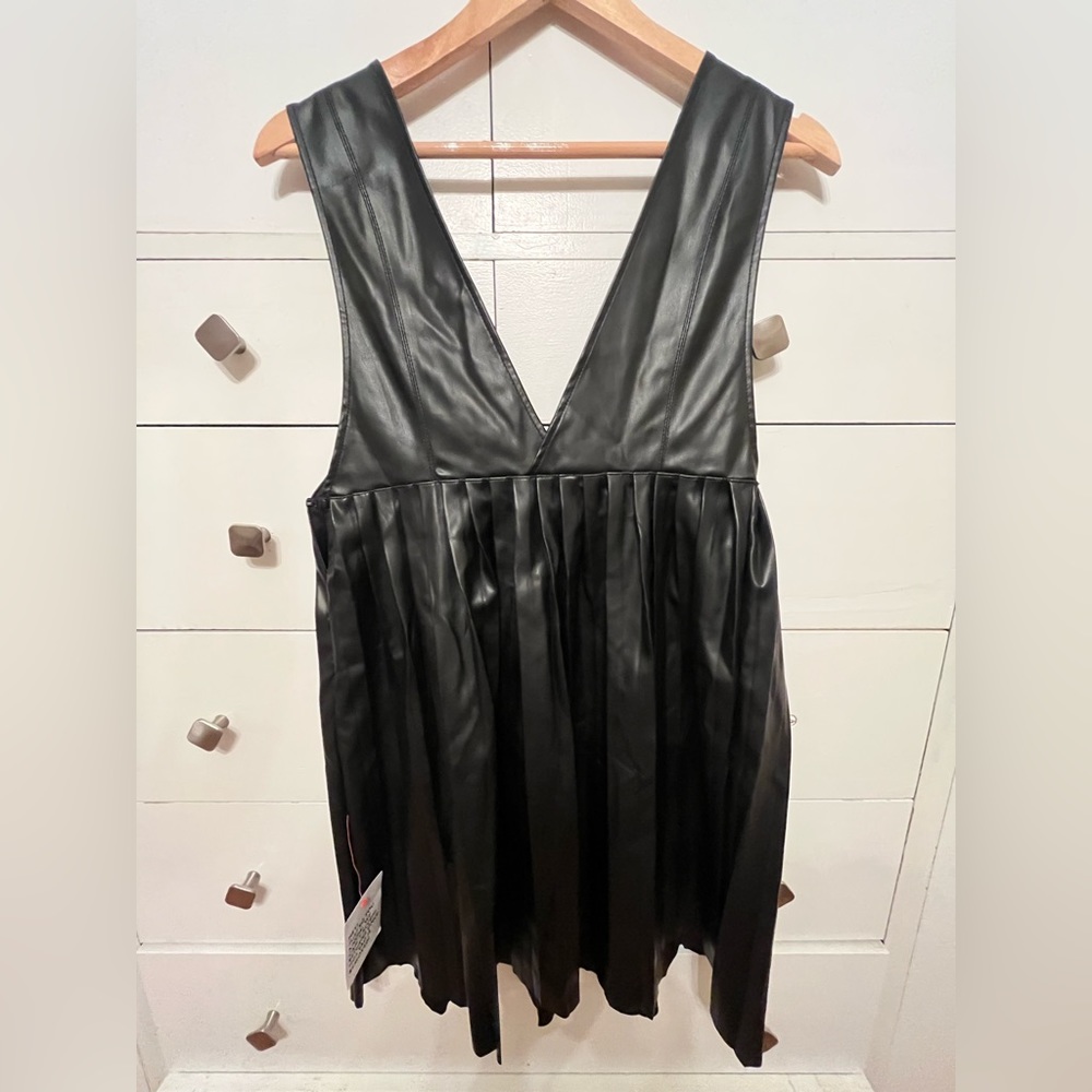 ASOS PU Pleated dress. NWOT. Size Medium